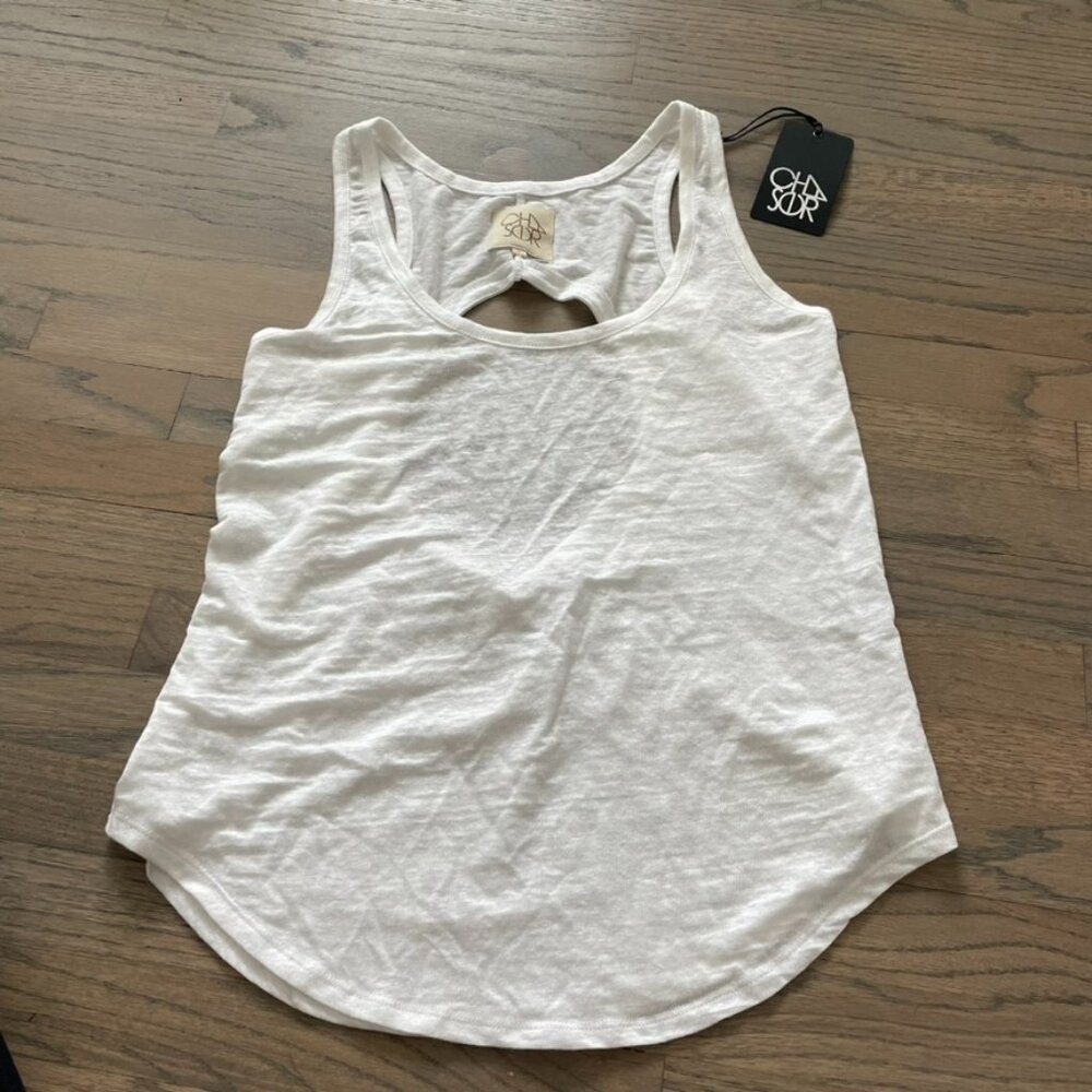 Chaser Women's Linen Jersey Vented Racerback Tank - White Small NWT